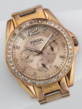 Fossil Riley ES2811 38mm Rose Gold Multifunction Women's Watch Fresh Battery